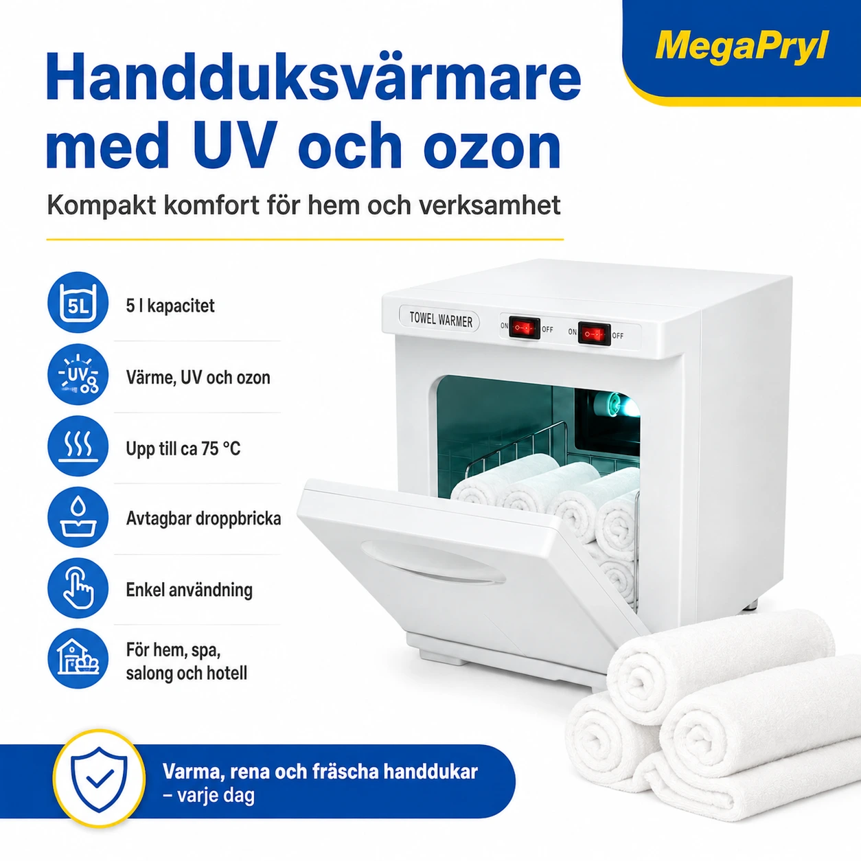 Pyyhelämmitin UV- ja otsonitoiminnolla, 5 l