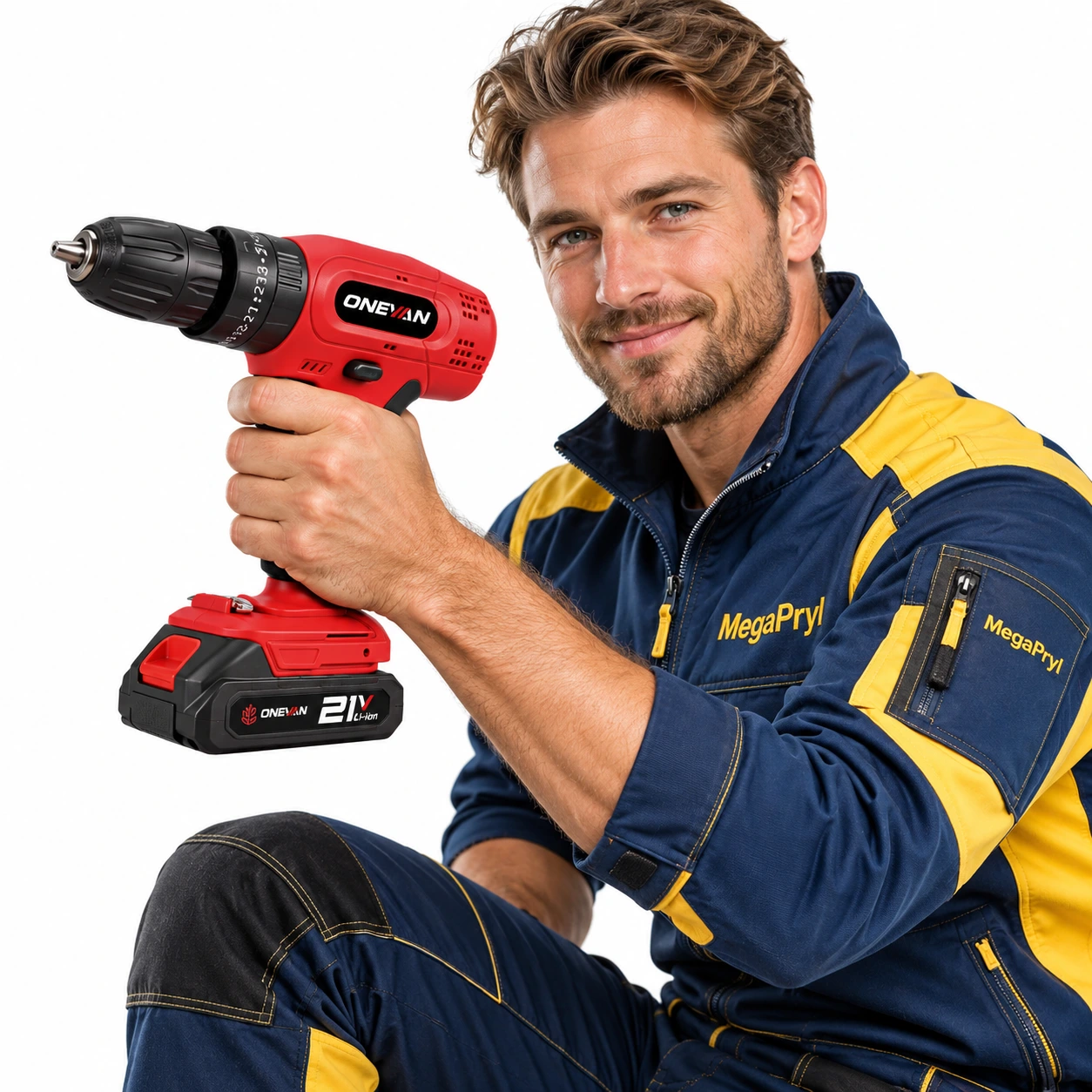 Batteridriven slagborrmaskin med 2 batterier och 34 delar