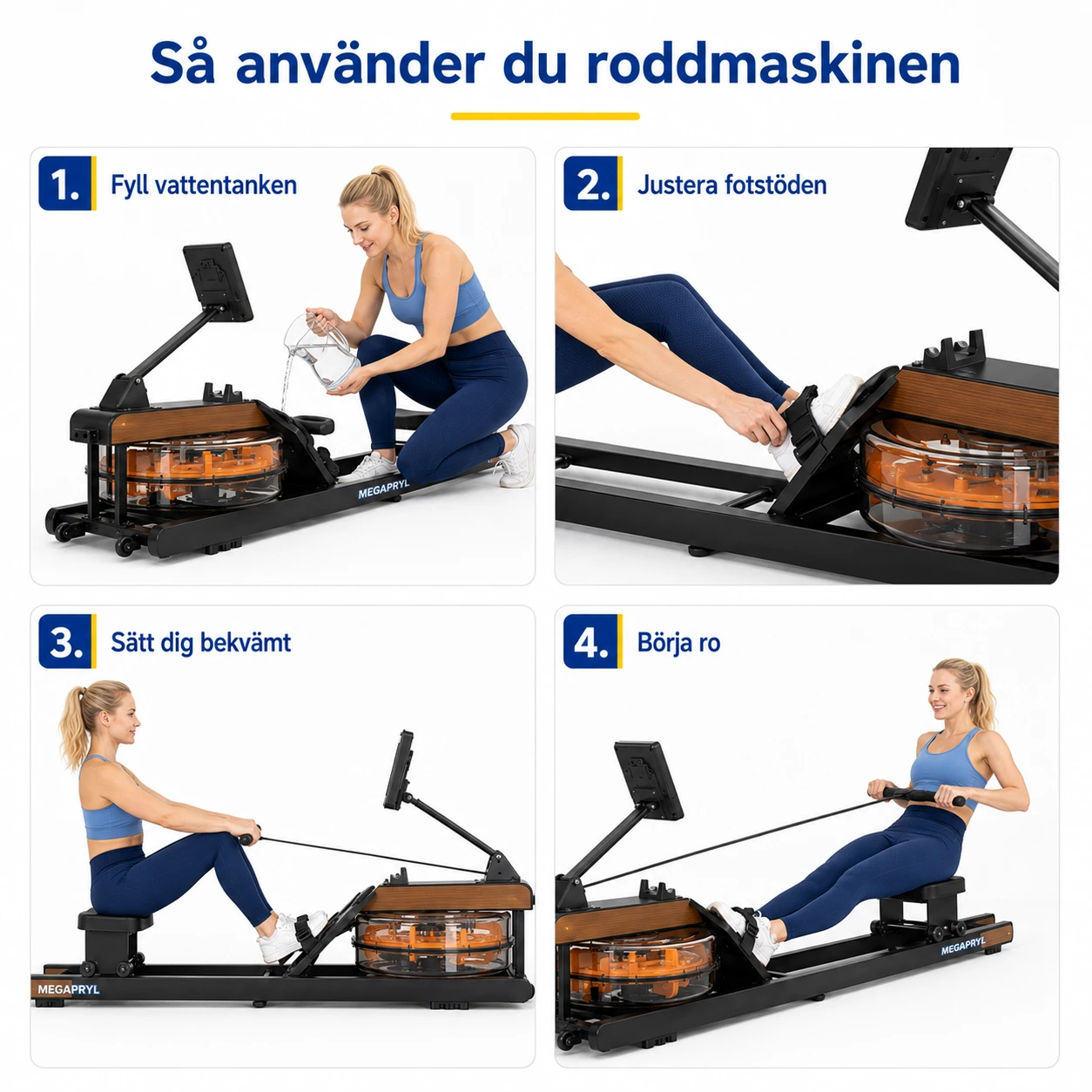 Roddmaskin Vattenmotstånd Hopfällbar med Display