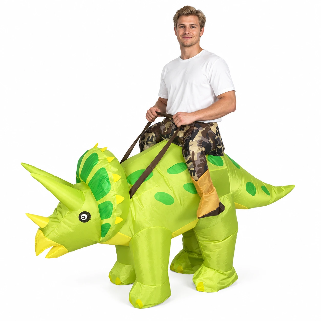 Uppblåsbar Grön Triceratops Riddarkostym för Vuxna