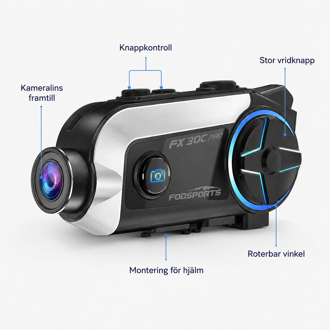 Bluetooth-intercom moottoripyöräkypärään kameralla ja wifi-yhteydellä