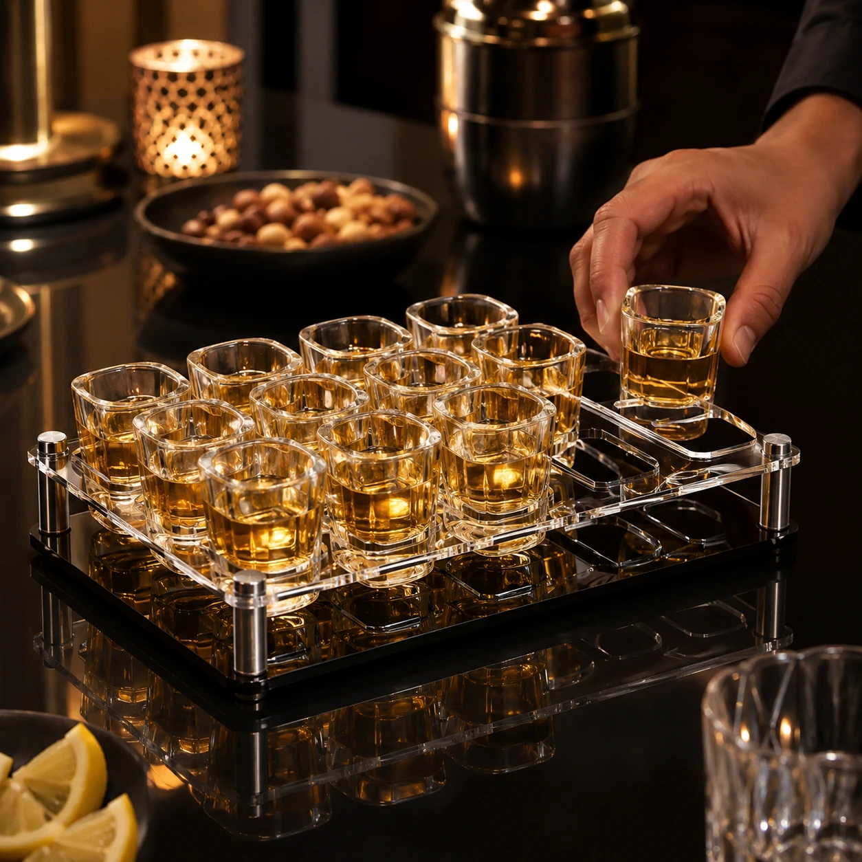 Shotglasbricka i Akryl för 6 eller 12 Glas
