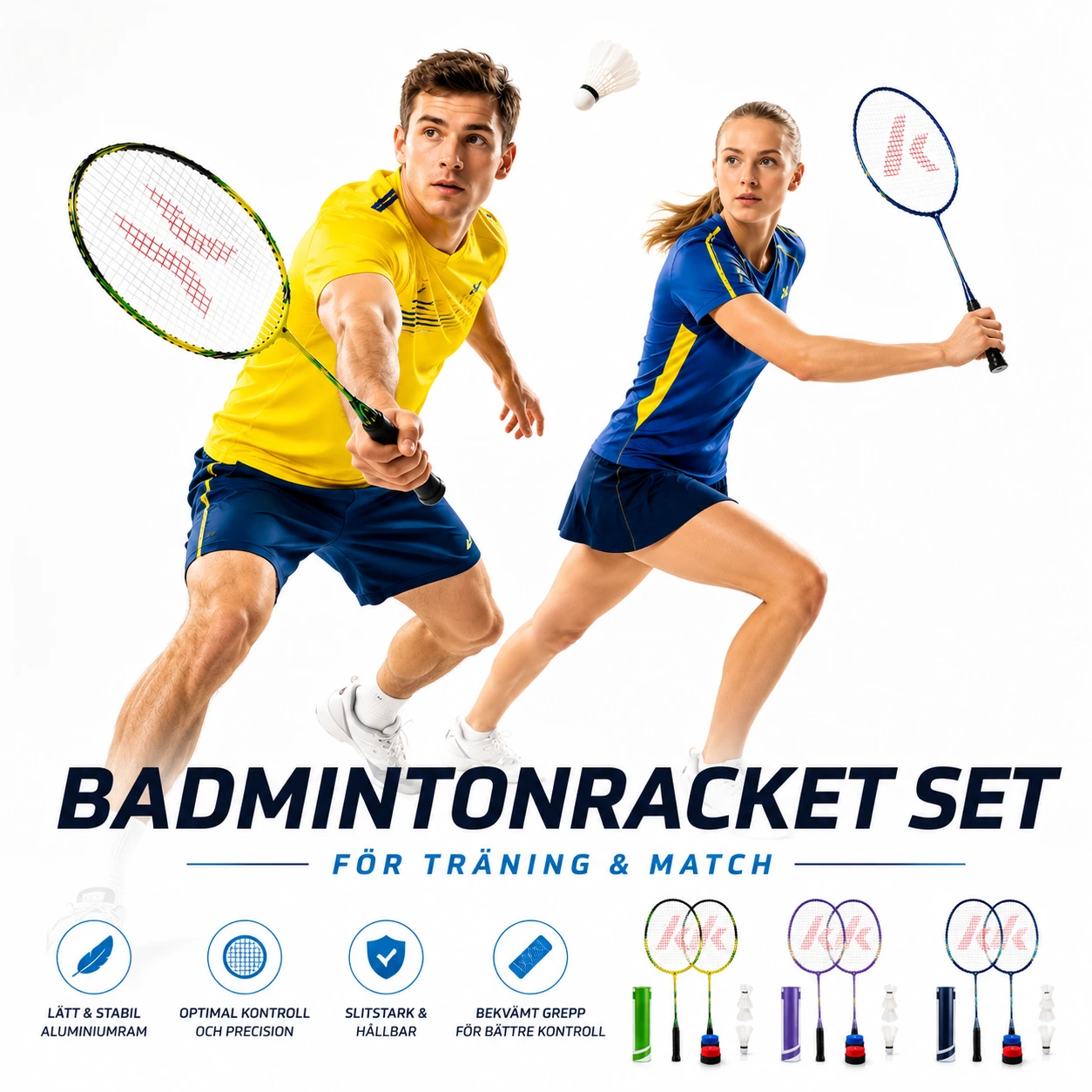 Badmintonracket Set – Aluminiumracket för Träning & Match