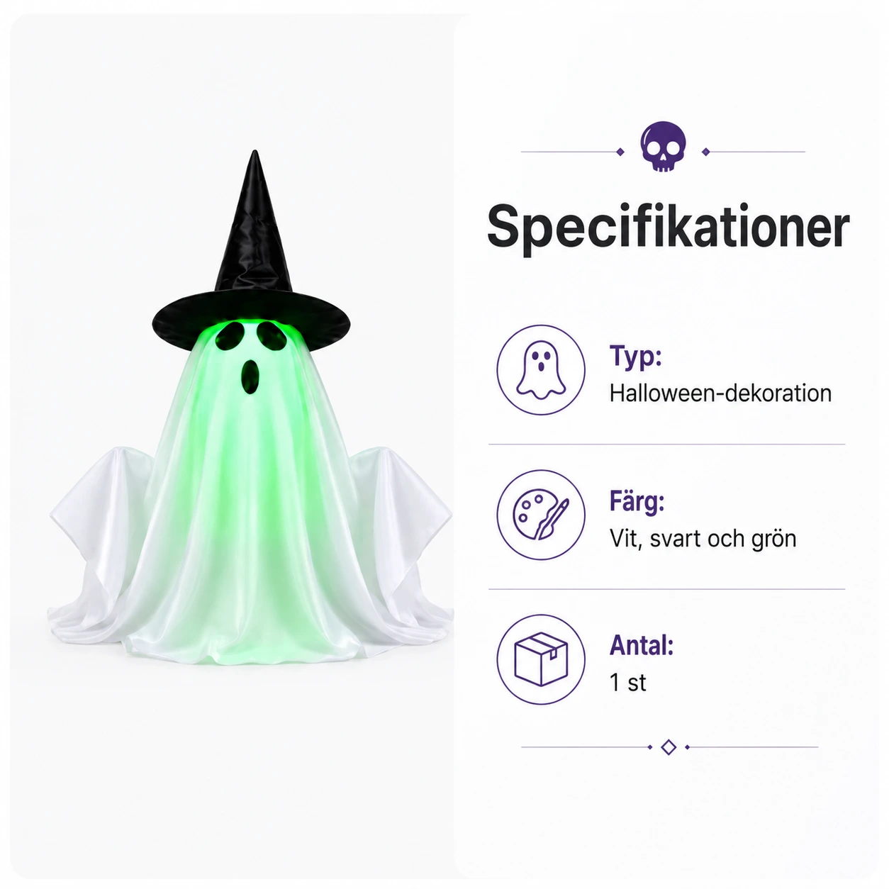 Halloween-spöke med LED-ljus och ljud