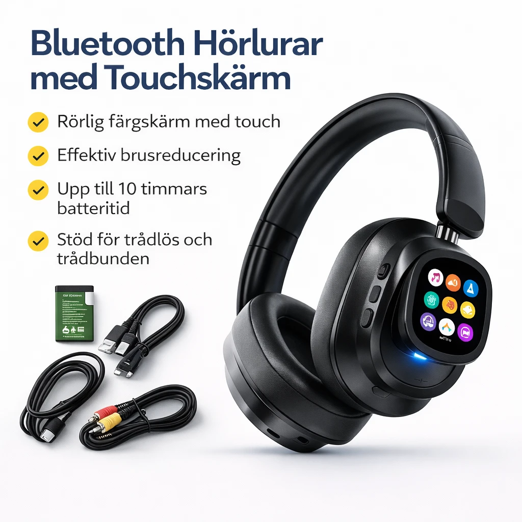 Trådlösa Hörlurar – Touchskärm, ANC Brusreducering, Mikrofon