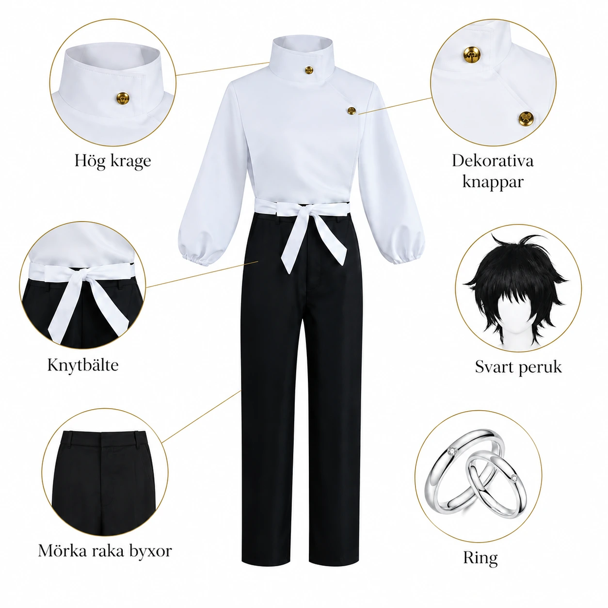 Animeinspirerad cosplaydräkt för maskerad och cosplay