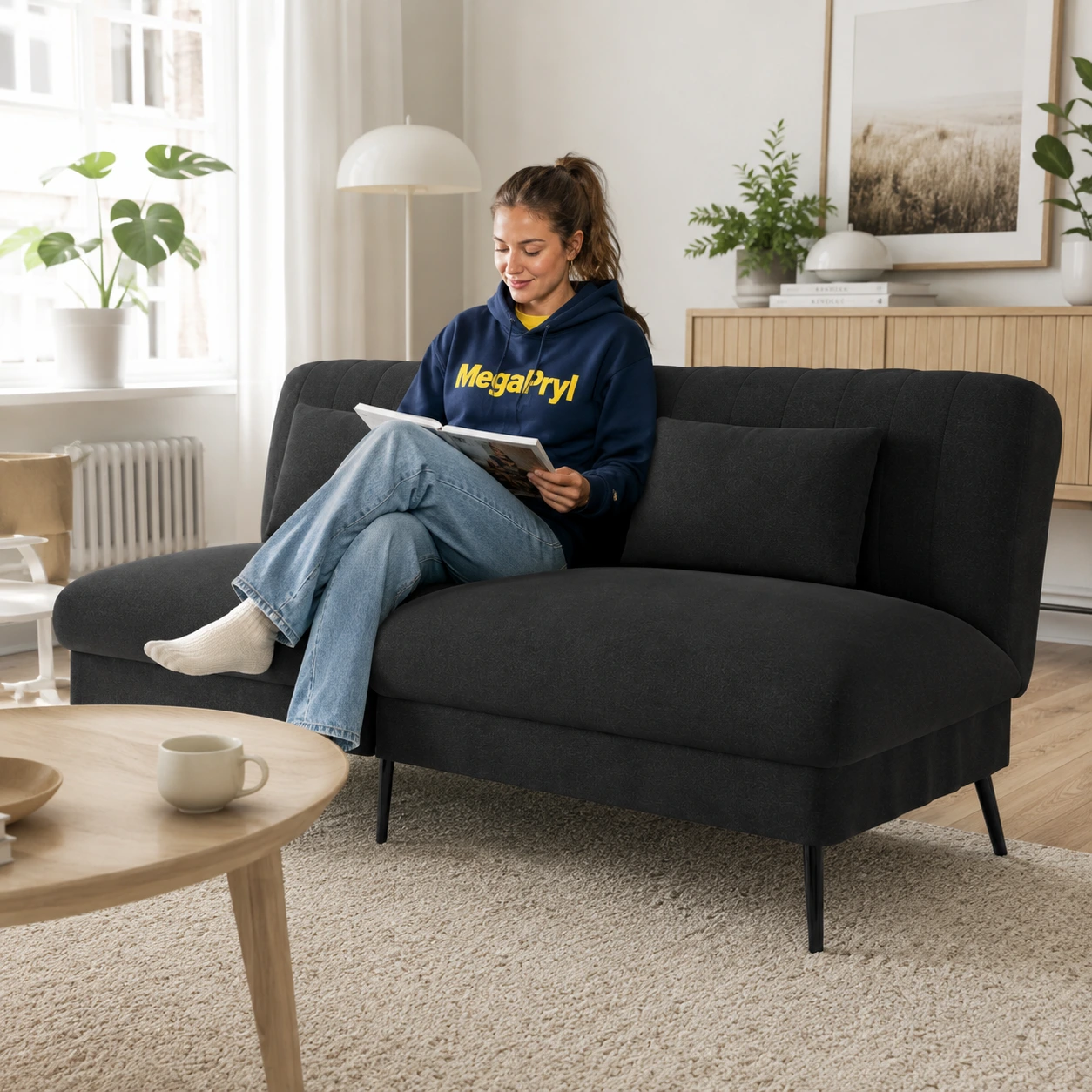 Bäddsoffa 2-sits med justerbart ryggstöd