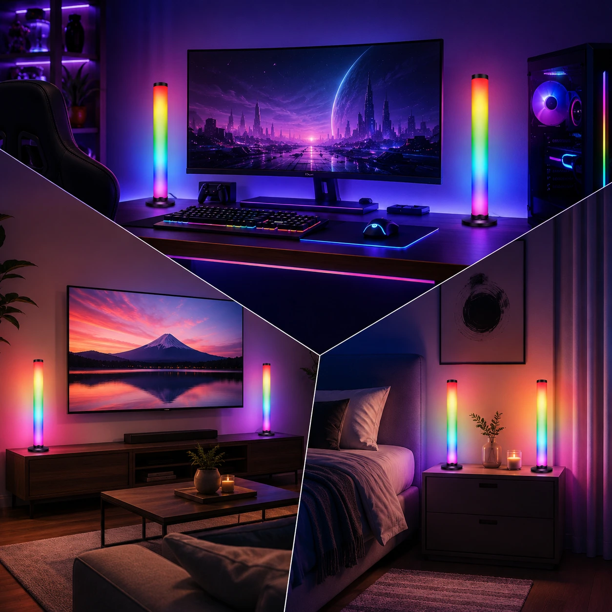 Ljusstavar LED RGB – Appstyrd Gamingbelysning