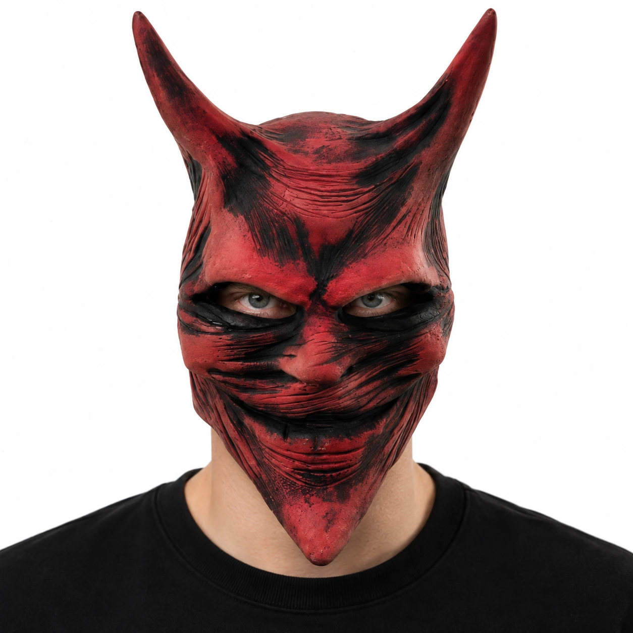Mask djävul i röd latex