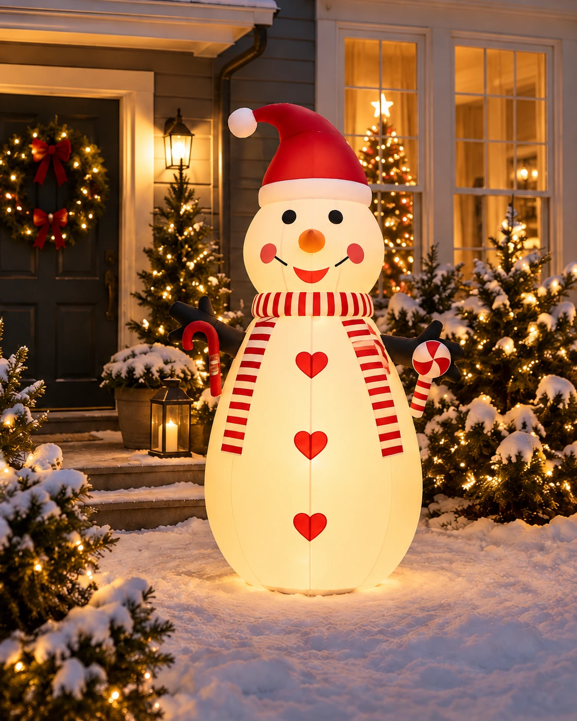 Ilmatäytteinen lumiukko LED-valoilla, 250 cm
