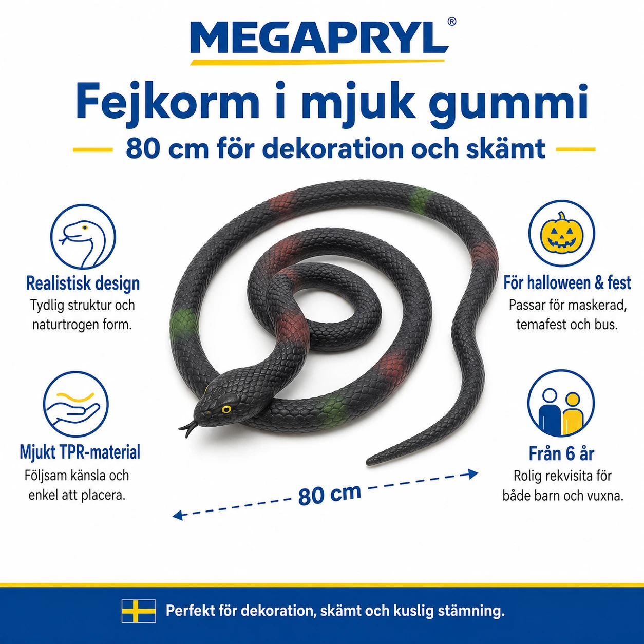 Fejkorm för skämt och dekoration - 80 cm