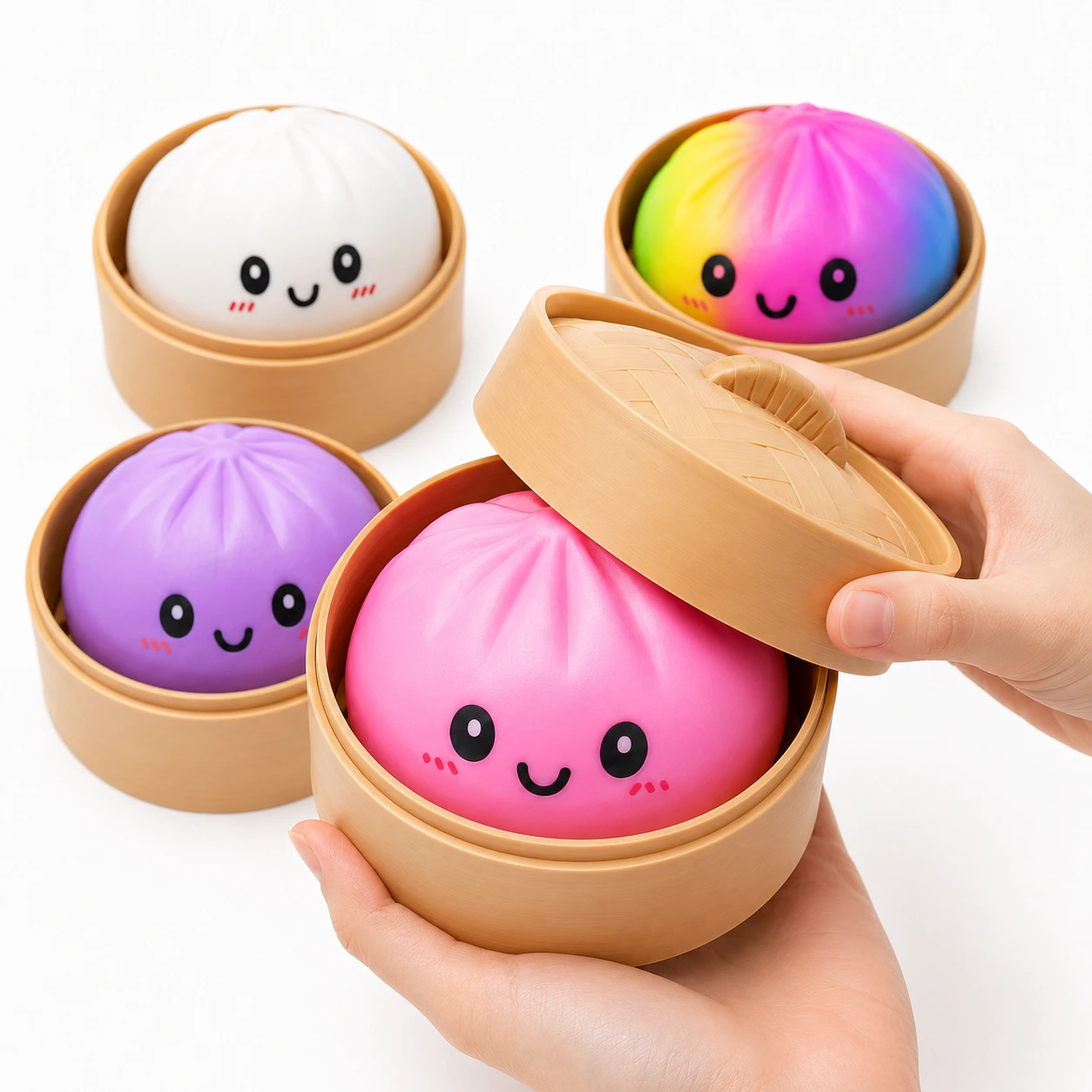 Dumpling Squishy Stor – Mjuk Klämleksak med Ångkorg