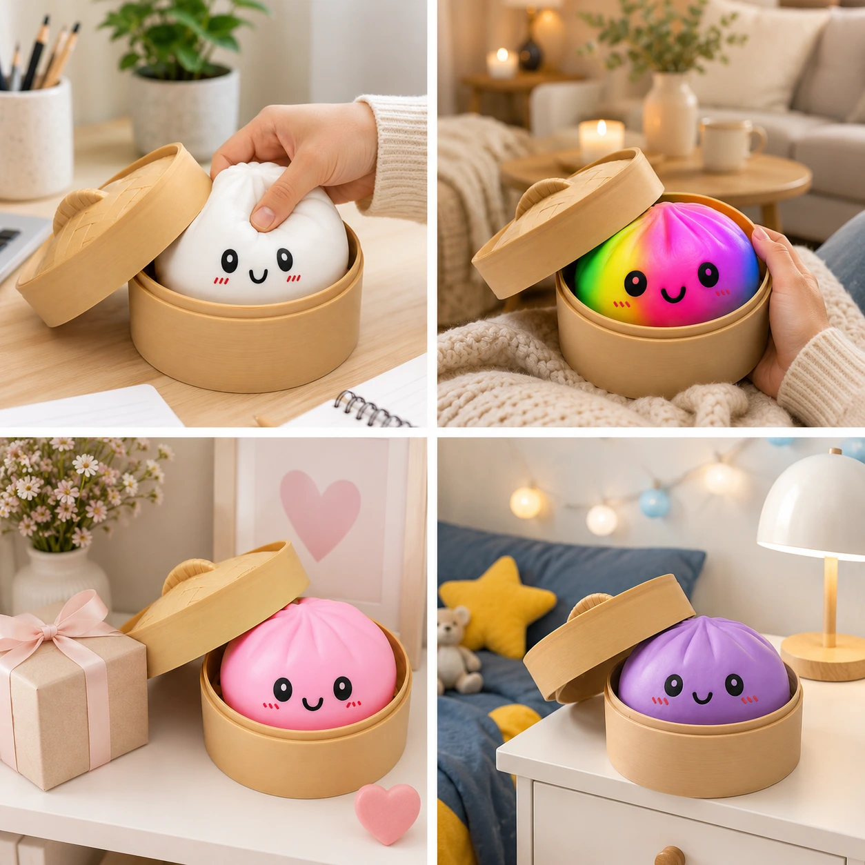 Dumpling Squishy Stor – Mjuk Klämleksak med Ångkorg