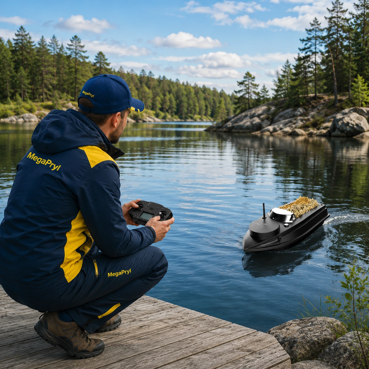 GPS-styrd betesbåt för fiske med fjärrkontroll och autopilot