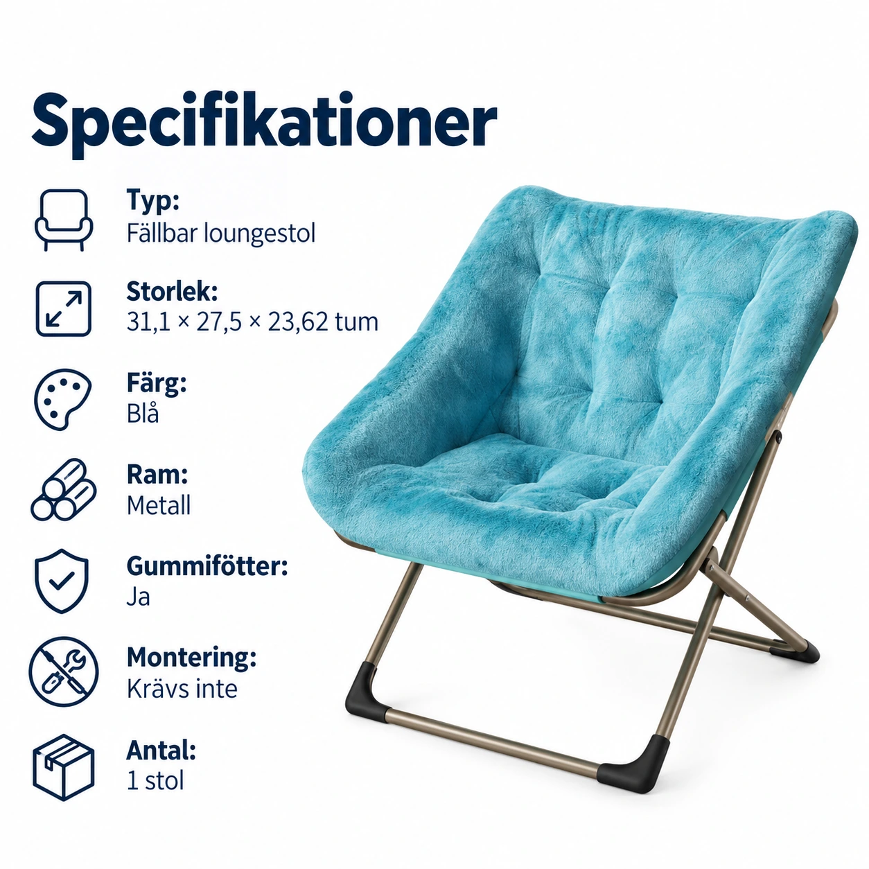Fällbar loungestol för sovrum och vardagsrum