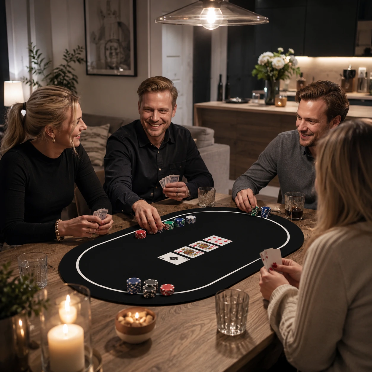 Pokerunderlägg för Texas Hold'em 120x60 cm med halkskydd