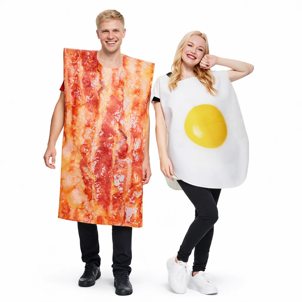 Bacon och Ägg Maskeraddräkt Vuxen - Set för 2 Personer