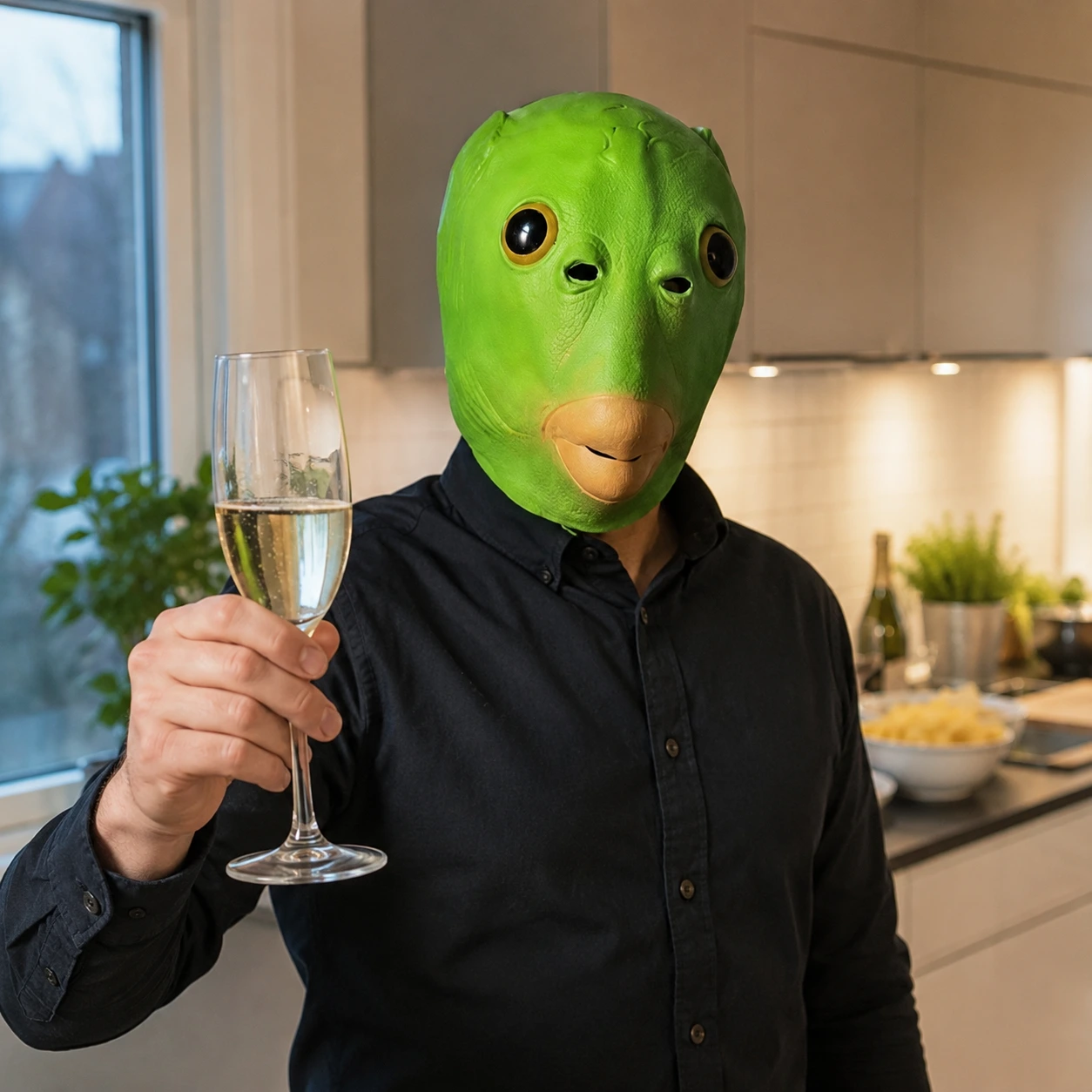 Grön fiskmask för maskerad i lätt vinyl