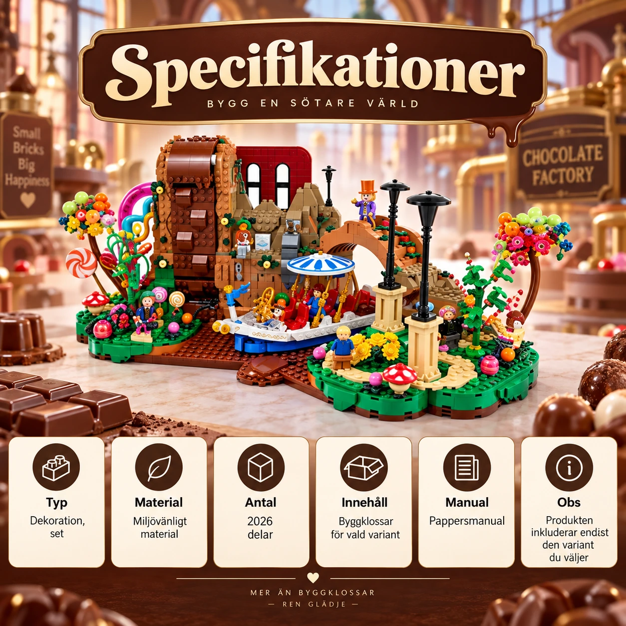 Byggklossar chokladfabrik kompatibel med set 21360