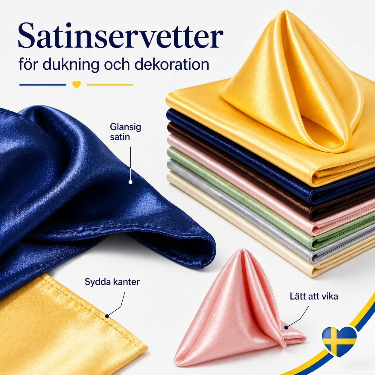 Satinservetter för dukning och dekoration 50-pack