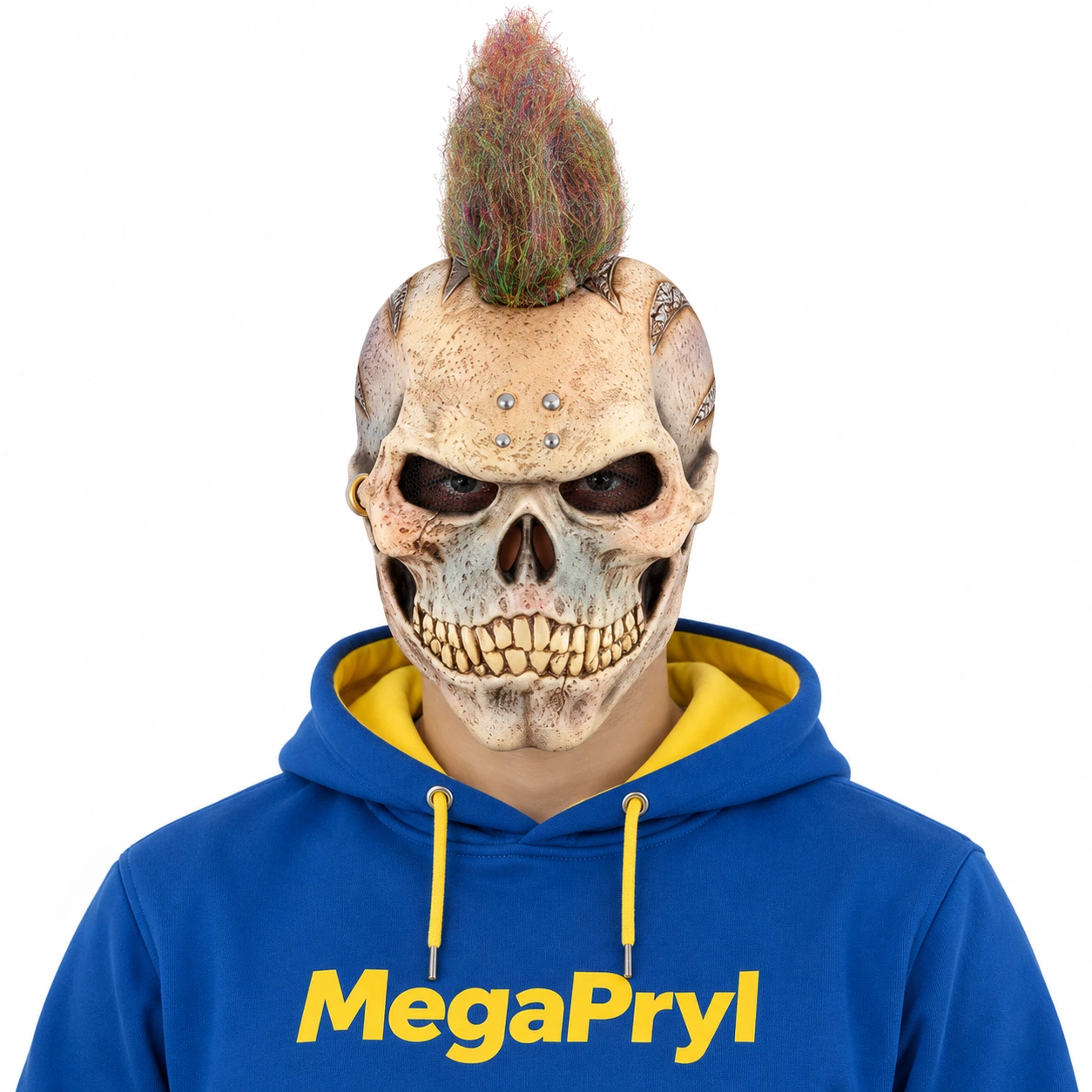 Skallmask för halloween med punkfrisyr