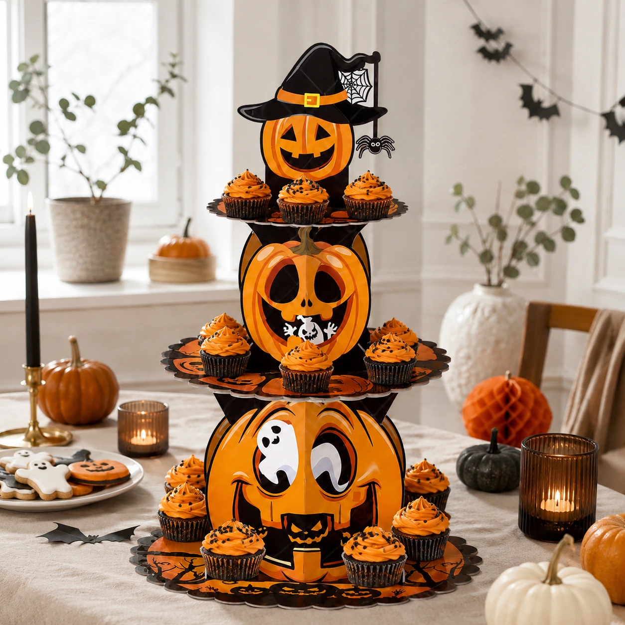 Cupcakeställ för halloween i 3 våningar