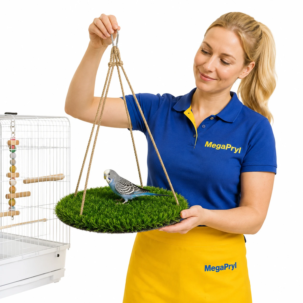 Riippuva nurmimatto lintuhäkkiin ja pieneläimille