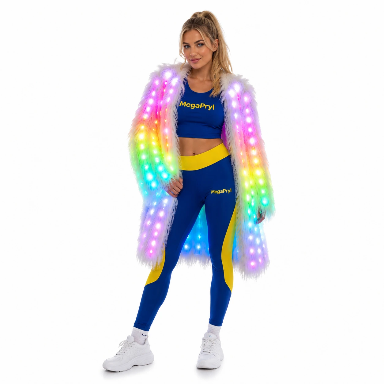 LED-jacka i Fuskpäls – Lysande Jacka för Fest, Scen och Event