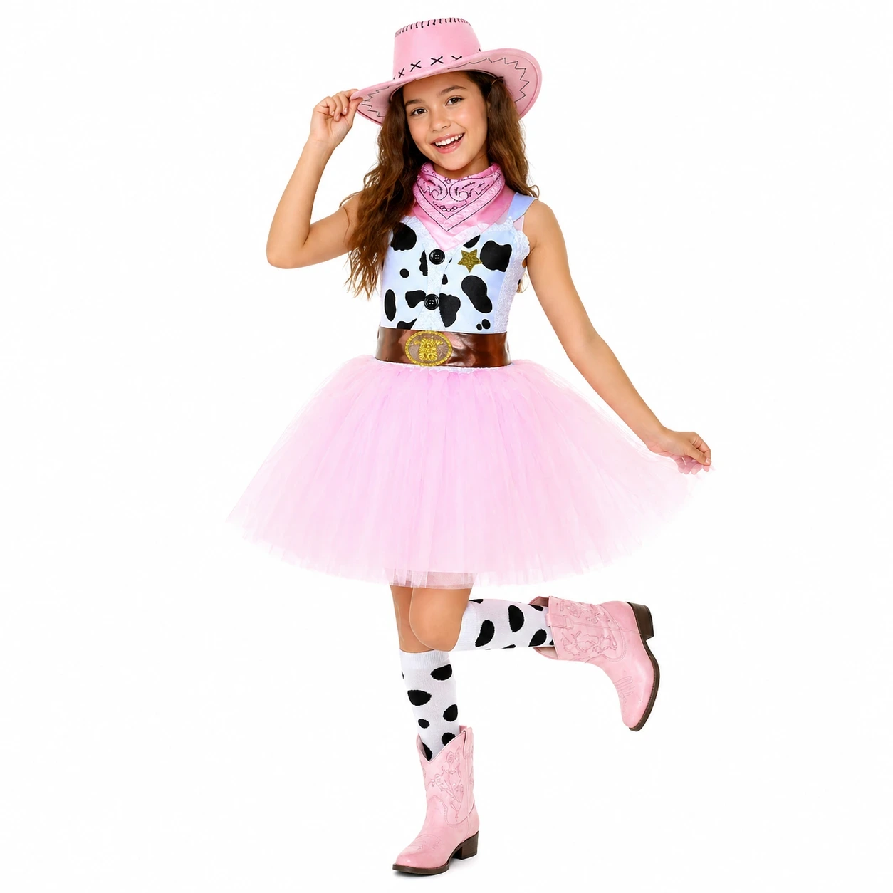 Rosa Cowgirl Maskeraddräkt Barn – Western Tutu Klänning