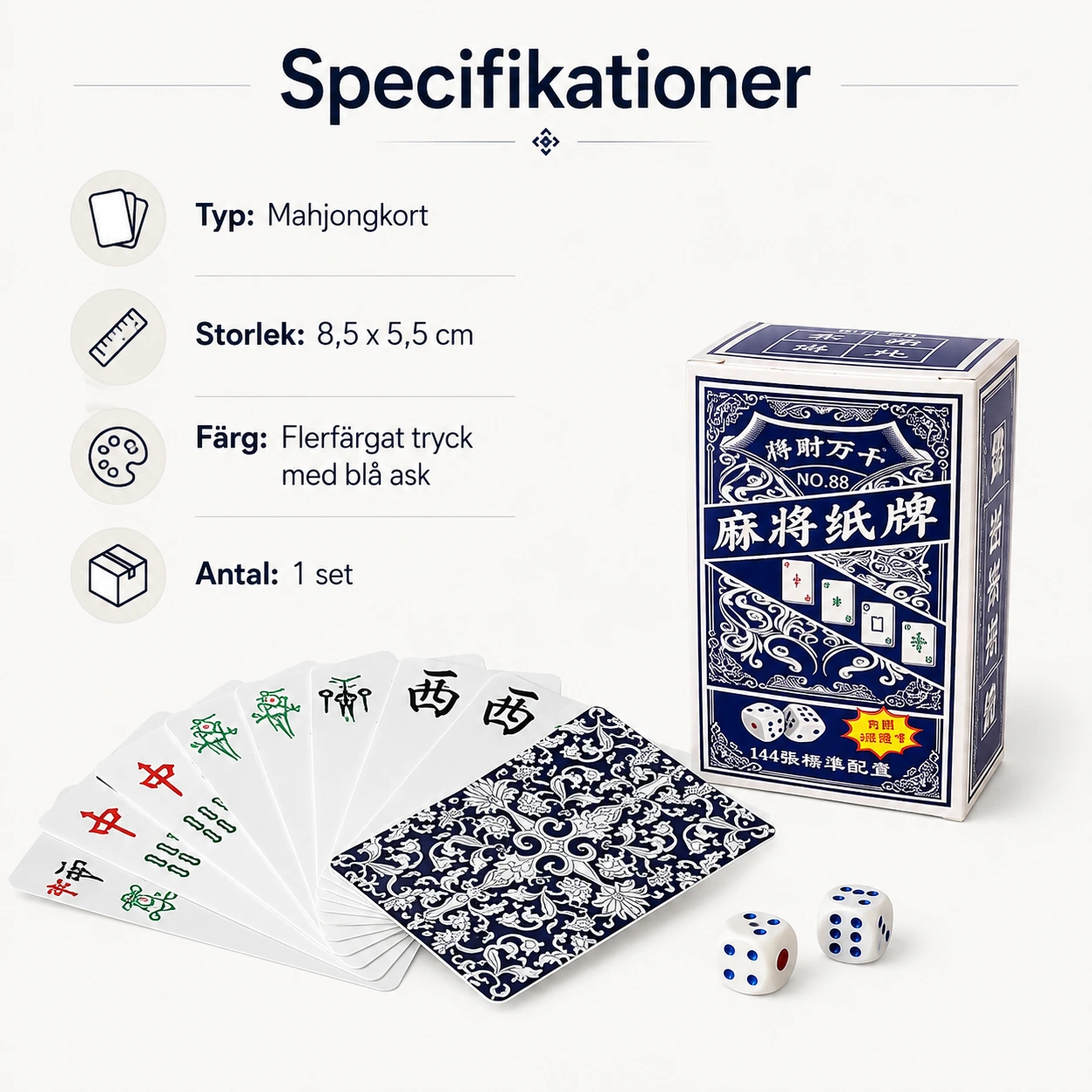 Mahjongkort för hem och resa, 1 set