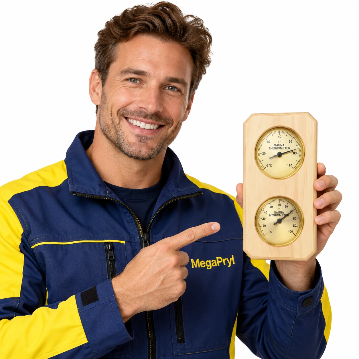 Bastutermometer och hygrometer för vägg, mekanisk