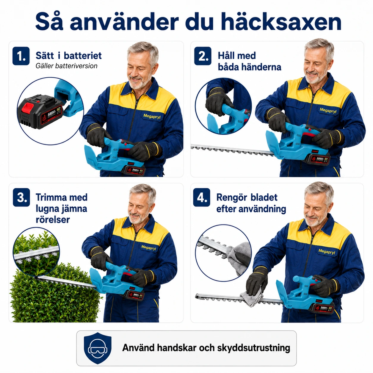 Häcksax Batteridriven 20 tum – 3000W Dubbelblad