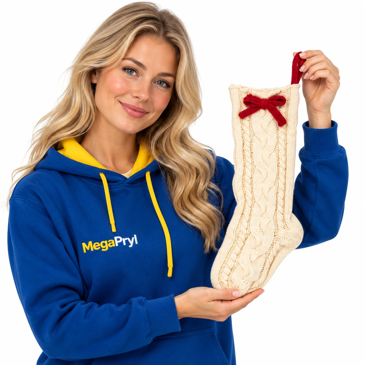 Julstrumpa för juldekoration 39 cm med rosett