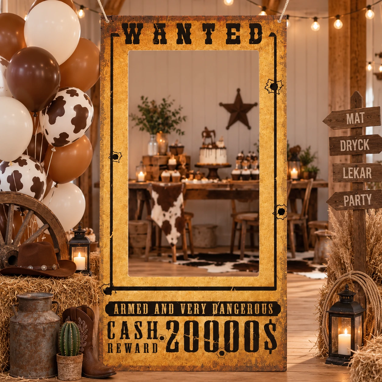 Wanted fotobåsbakgrund för cowboykalas
