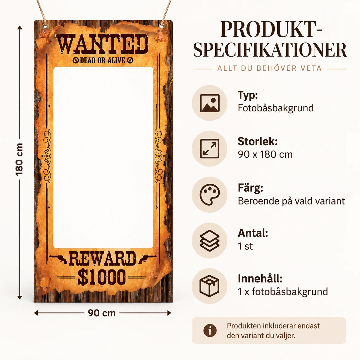 Wanted fotobåsbakgrund för cowboykalas