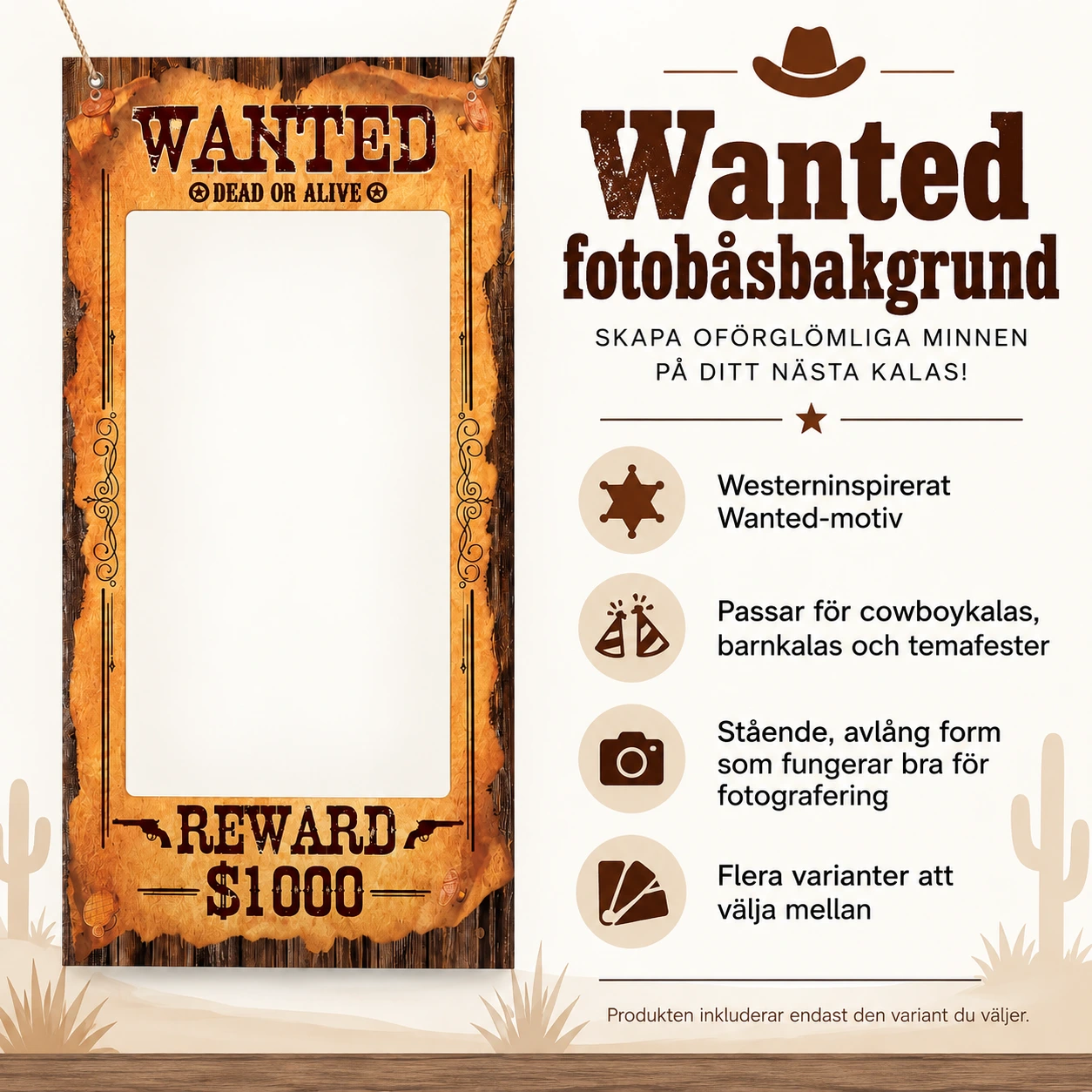 Wanted fotobåsbakgrund för cowboykalas