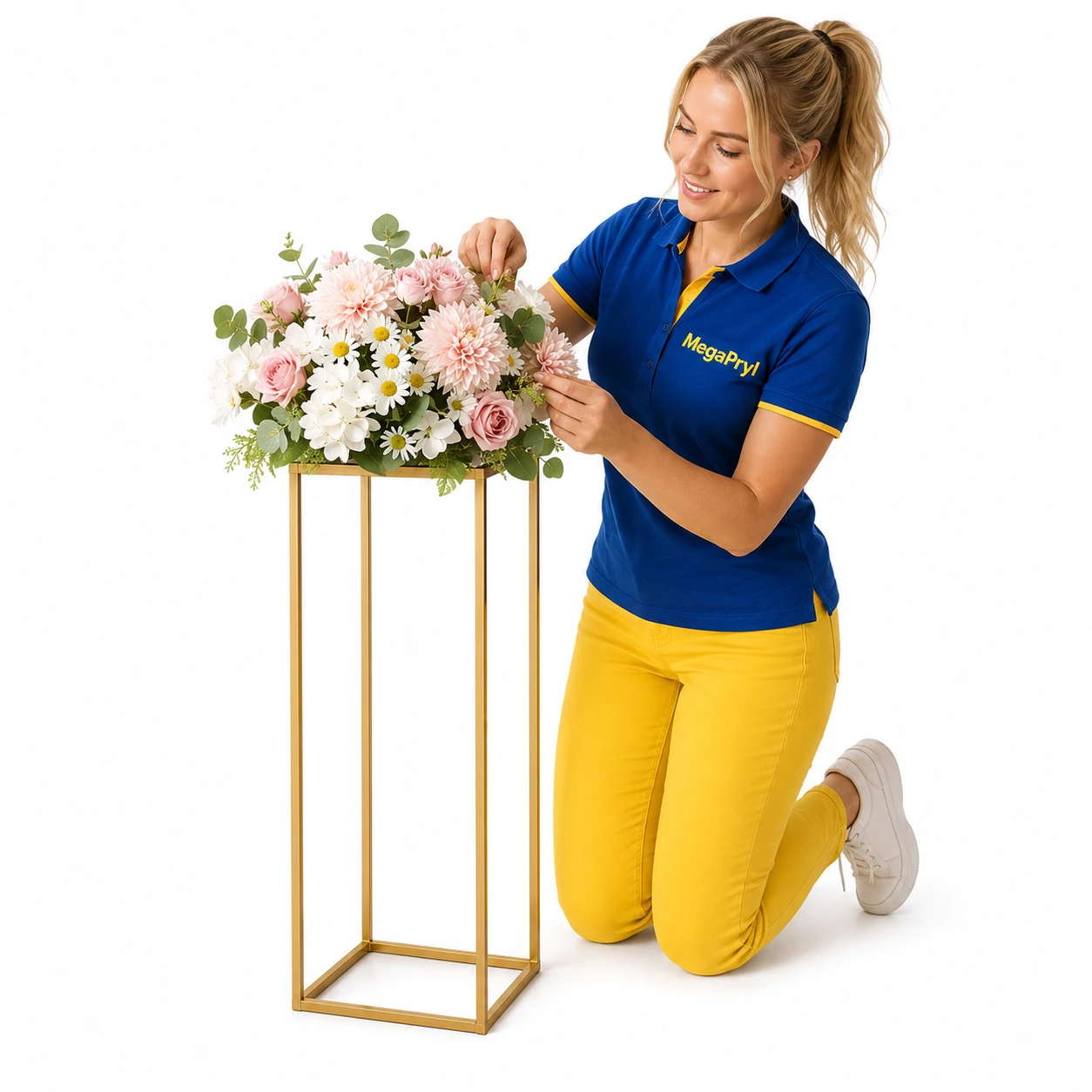 Blomsterställ i Metall Guld 10-pack – 80 cm