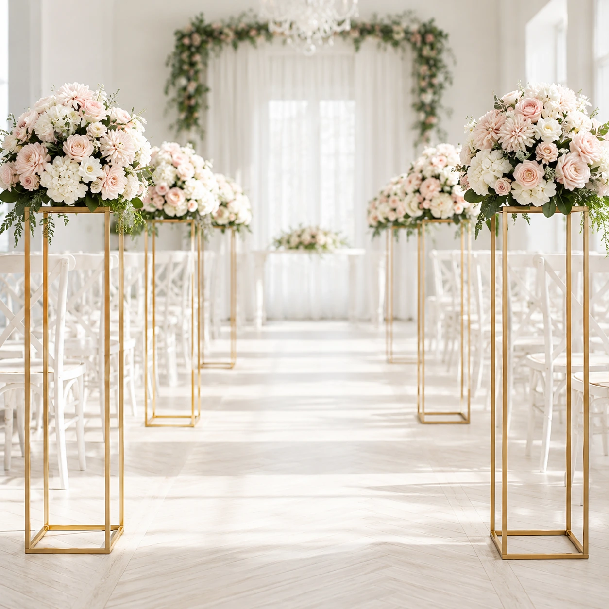 Blomsterställ i Metall Guld 10-pack – 80 cm