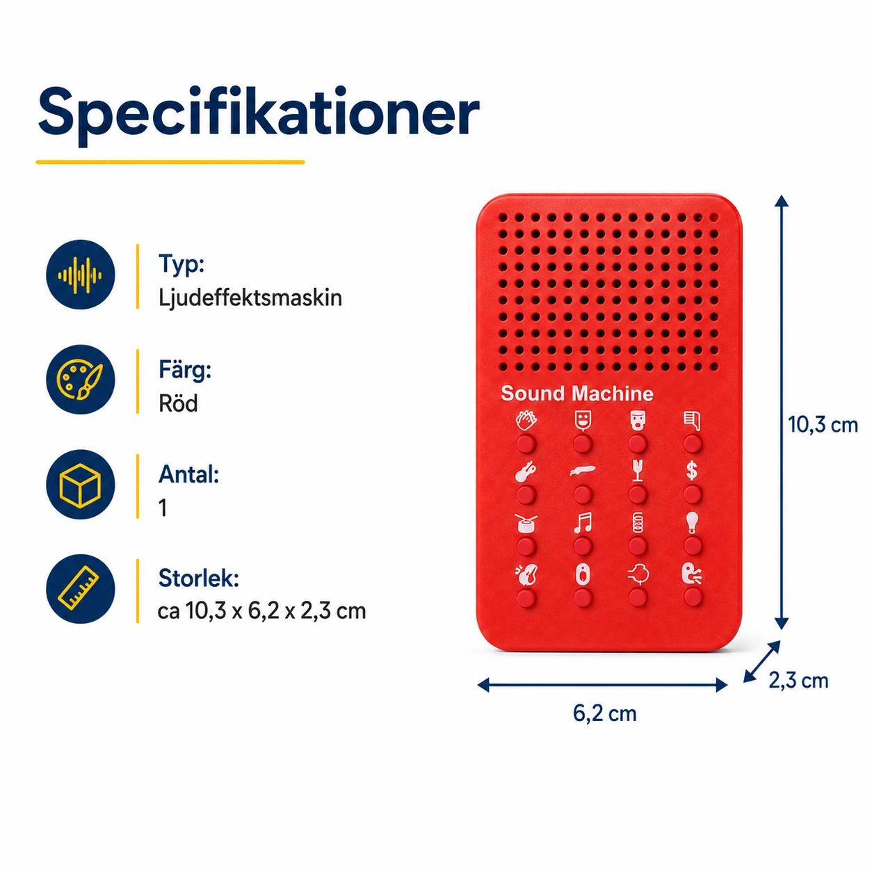 Ljudeffektsmaskin Portabel med 16 Ljudknappar