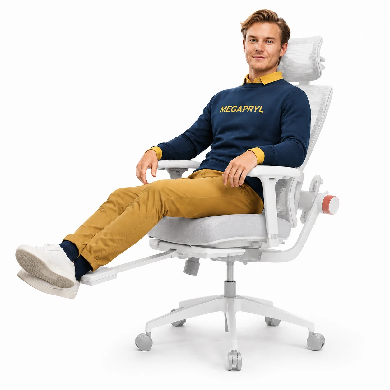 Ergonomisk Kontorsstol med Fotstöd och Nät