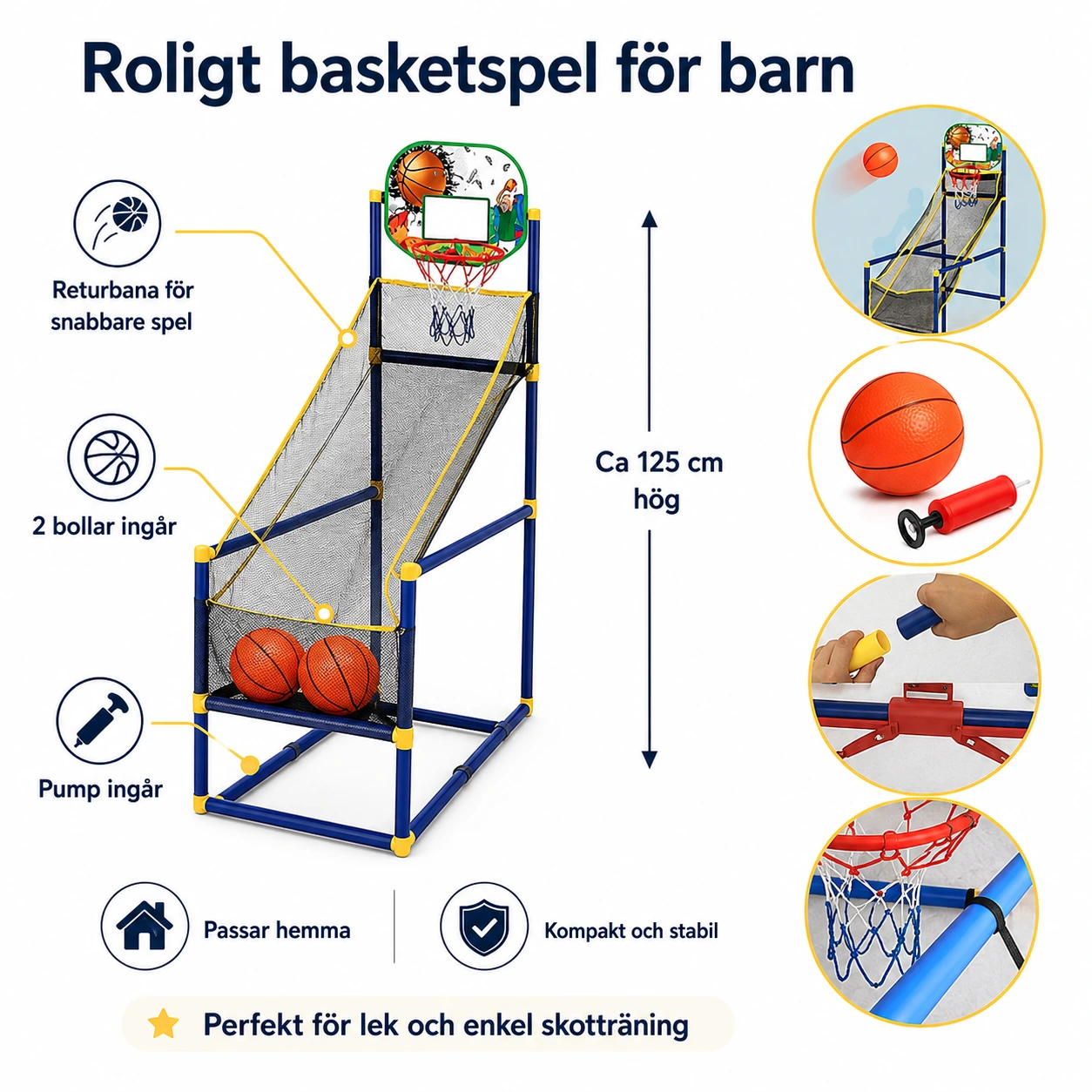 Basketställ med Returbana och Bollar