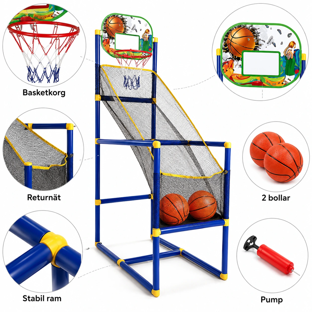 Basketställ med Returbana och Bollar