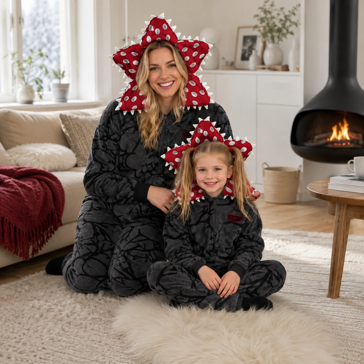 Onesie med monsterhuva för vuxna och barn