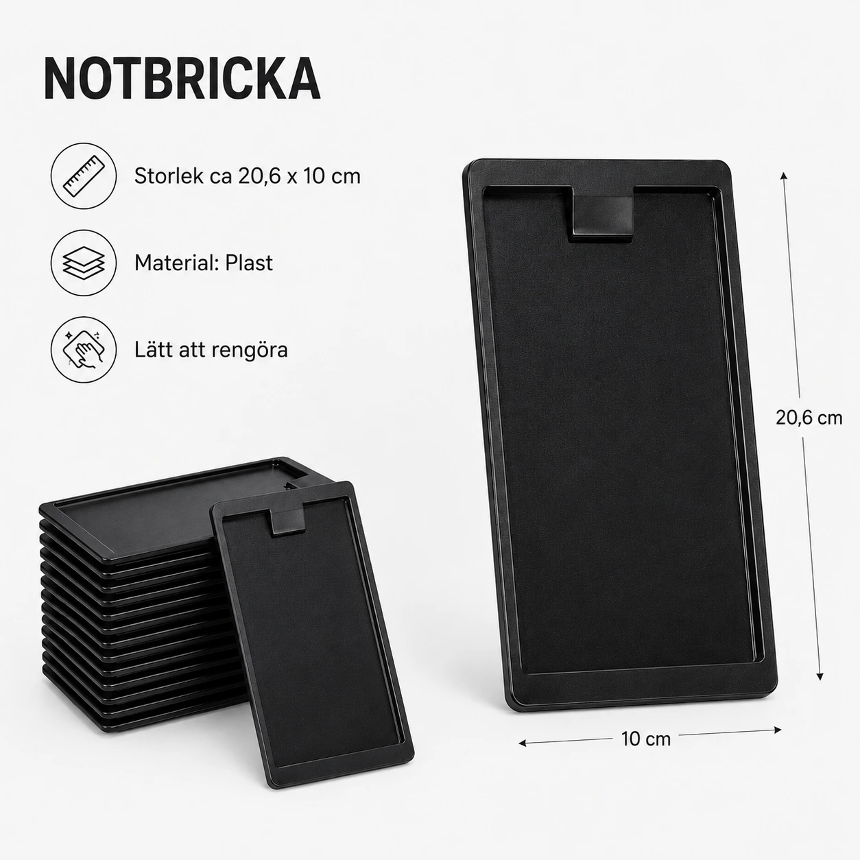 Notbricka Svart för Restaurang 10-pack