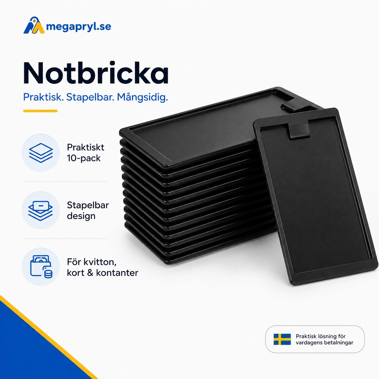 Notbricka Svart för Restaurang 10-pack