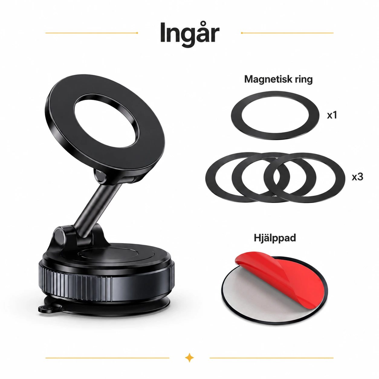 Magnetisk Mobilhållare för Bil med Sugkopp