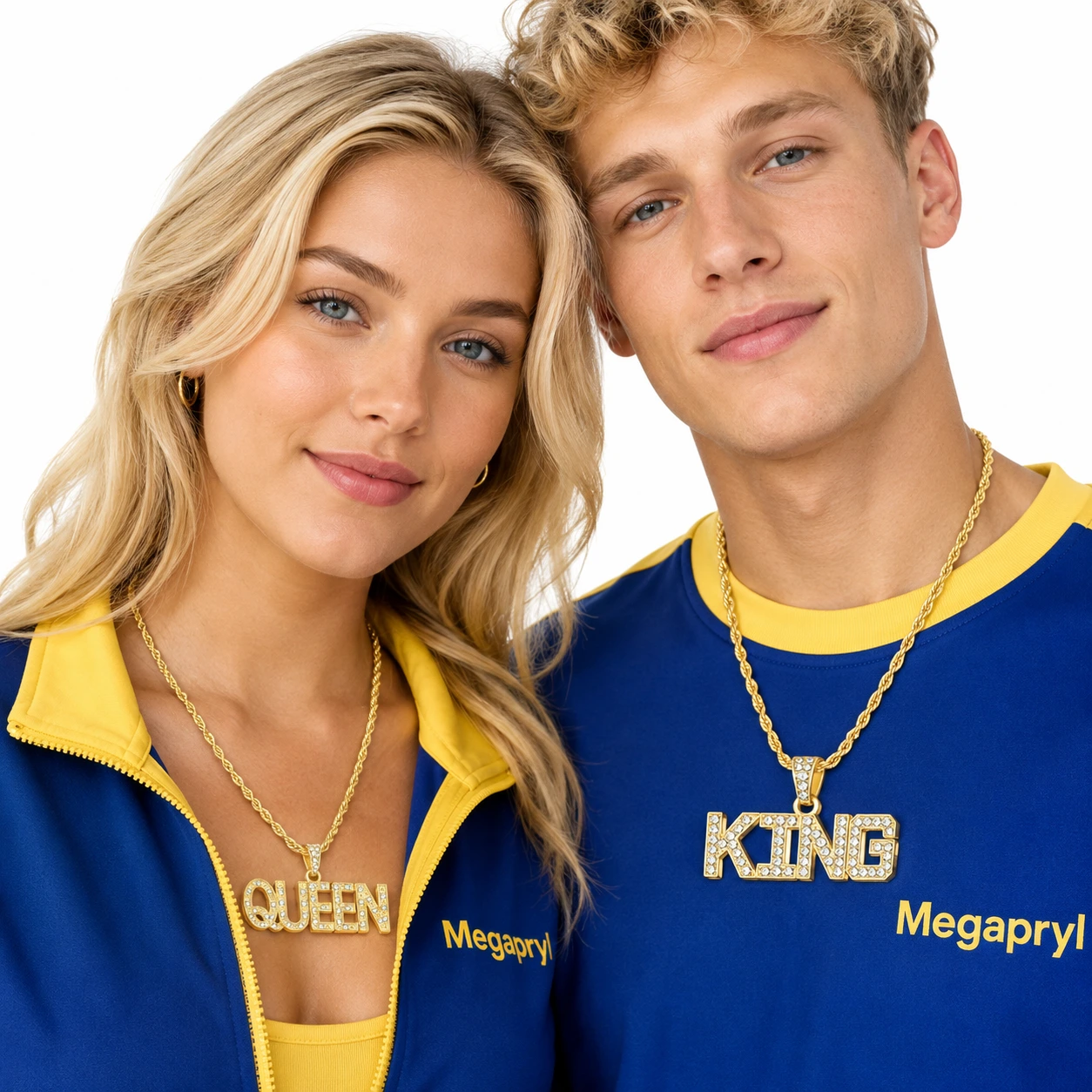 King & Queen Halsband – Guld med Strass