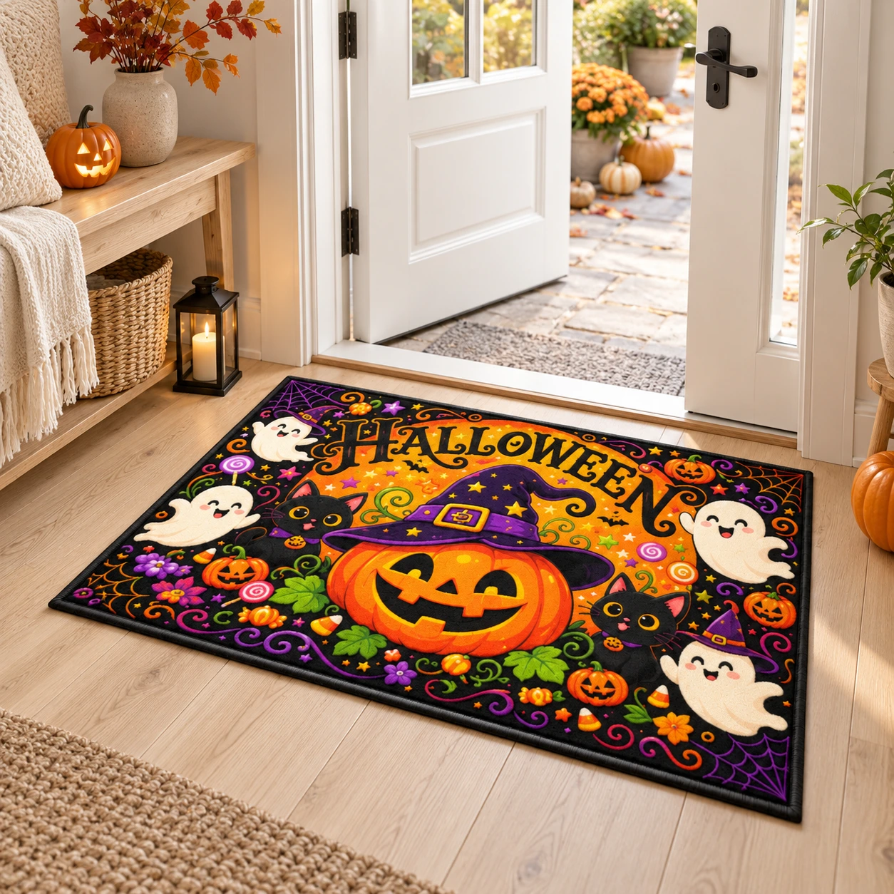 Halloween-ovimatto liukuestepohjalla