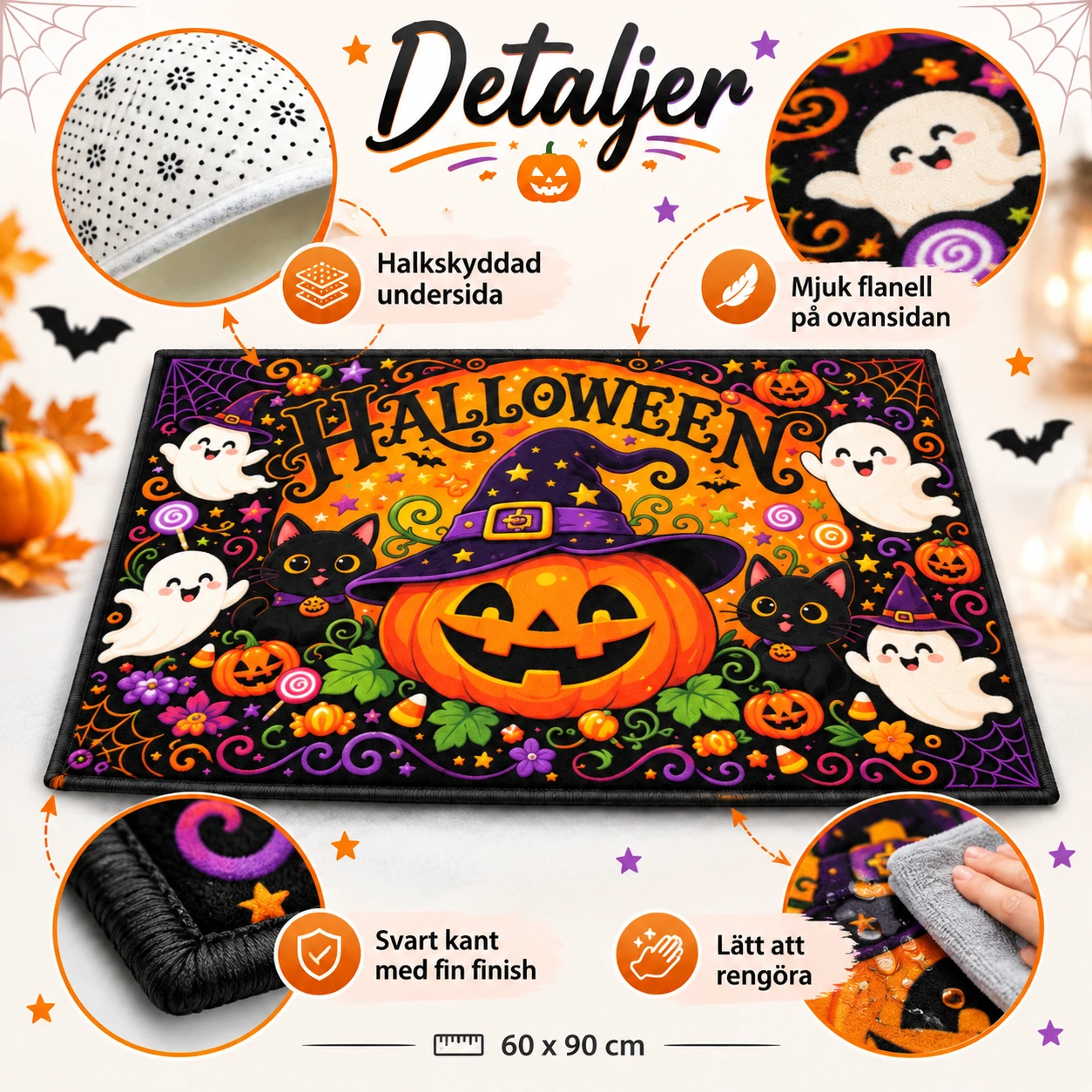 Halloween-ovimatto liukuestepohjalla