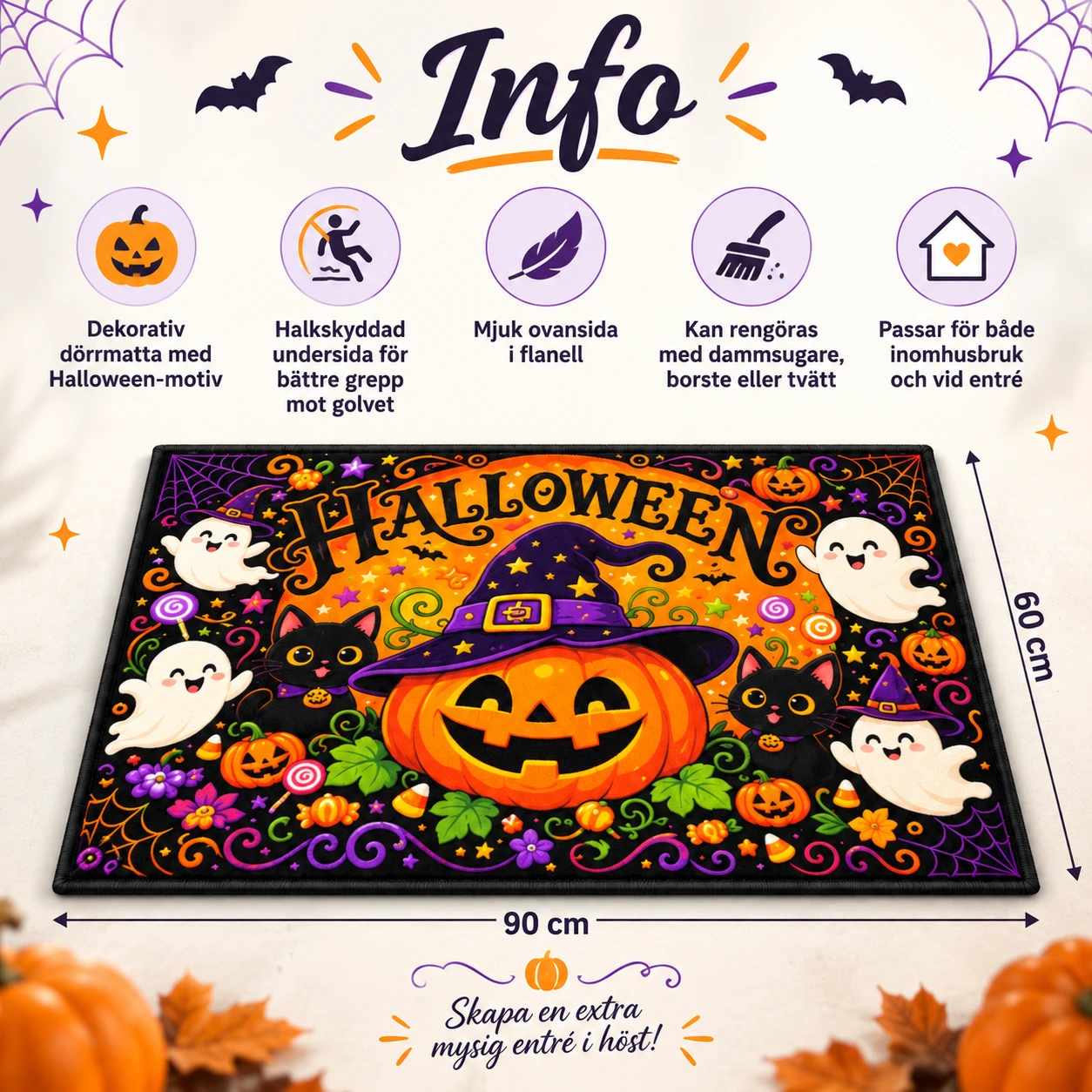 Halloween dörrmatta med halkskydd
